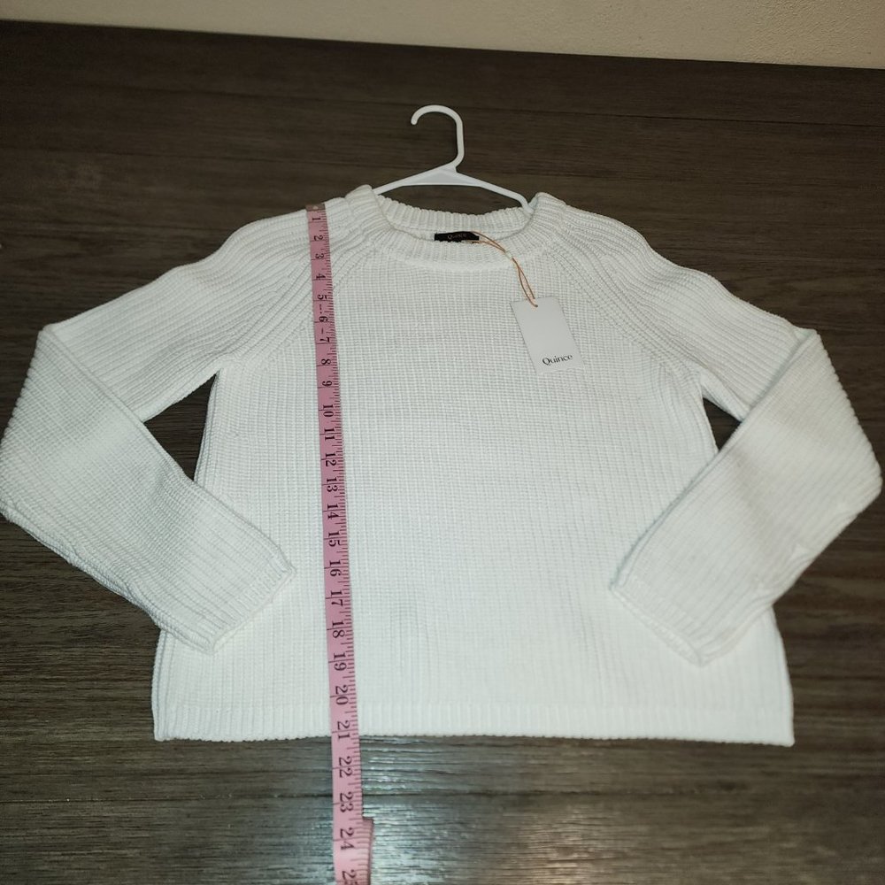 Quince 100% Organic Cotton Fisherman Crew Sweater White Small